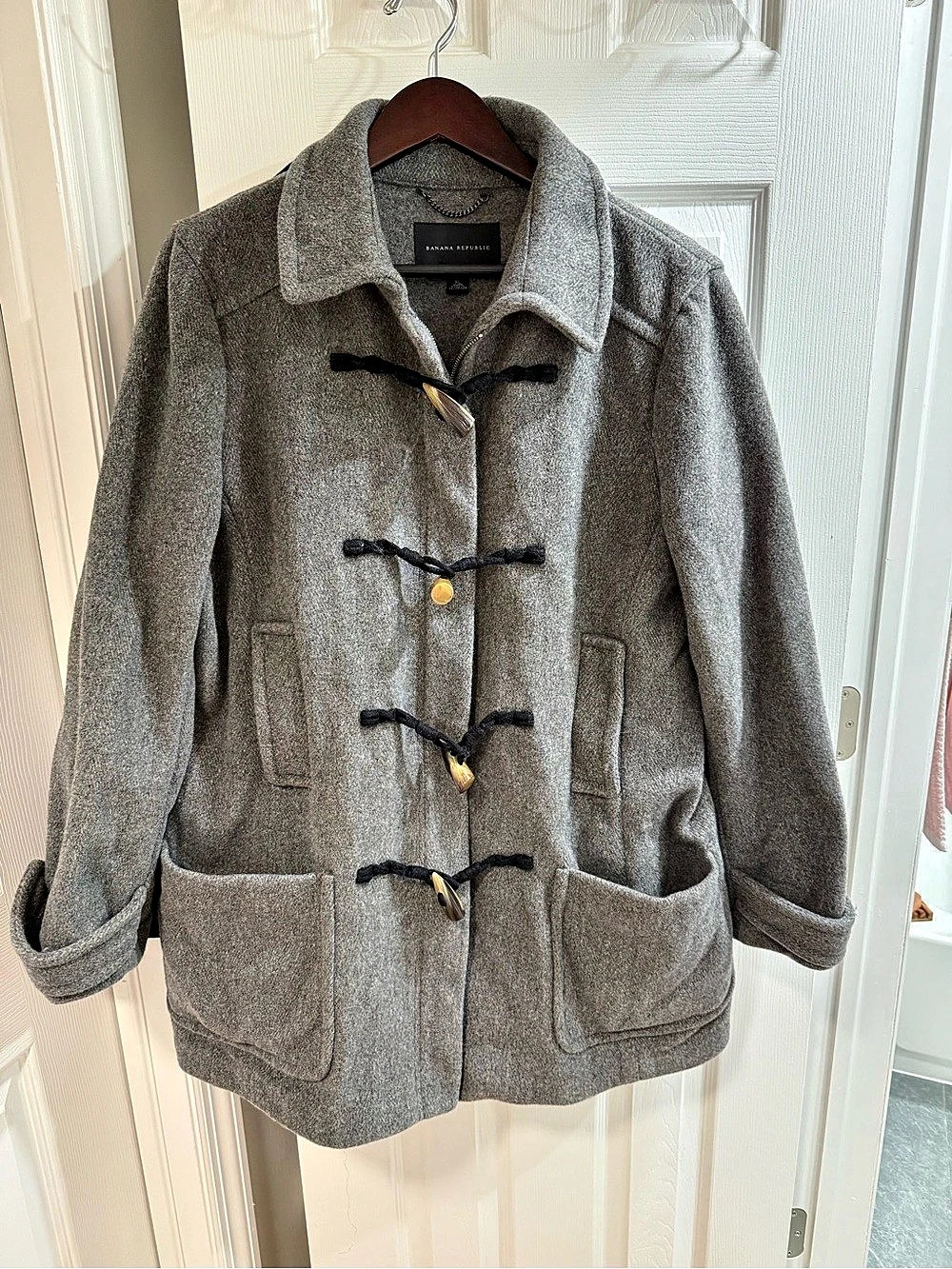 Banana Republic Wool Toggle Duffle Coat Gray Medium